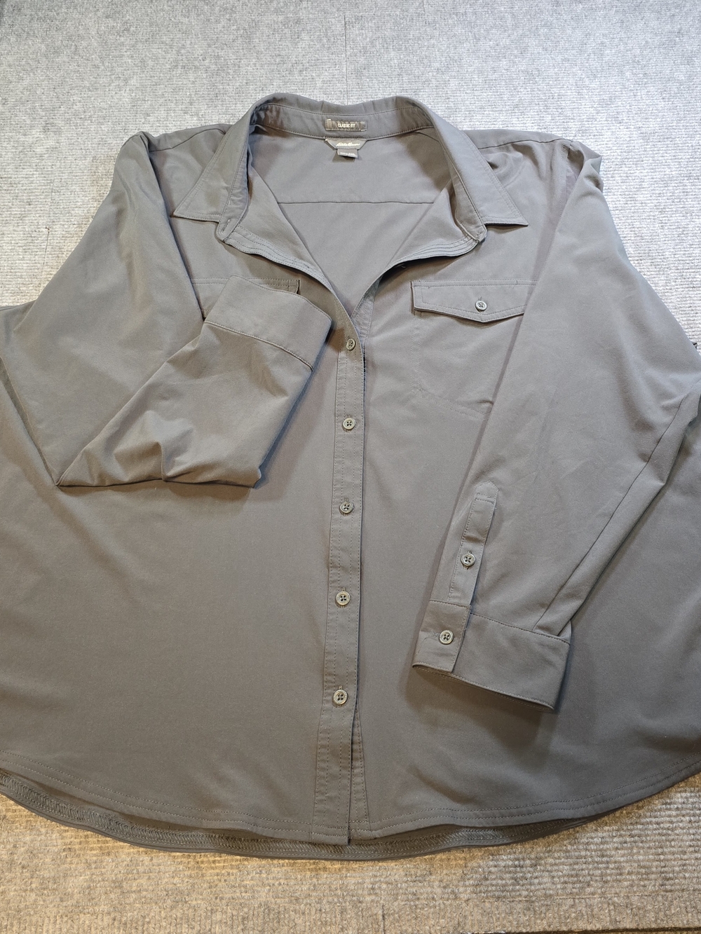 Eddie Bauer Departure 2.0 Women’s XXL Dark Smoke Stretch Travel Shirt UPF 50